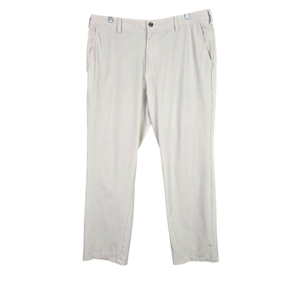 Mens Adidas Beige Golf Pants Stretch Polyester Spandex Blend Lightweight 36x32